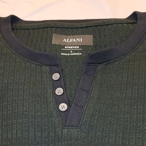 Alfani long-sleeve knit split crewneck green